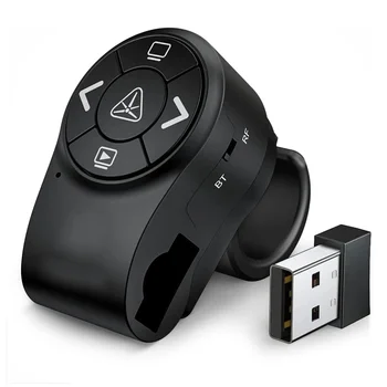 Bluetooth Беспроводной презентатор, RF 2,4 ГГц Презентационный кликер, пульт дистанционного управления PowerPoint PPT с кольцом на палец Слайды PPT Перезаряжаемый
