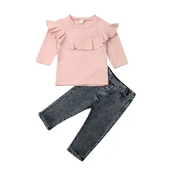 Дети Новорожденный Девочка Contton Джинсовые брюки с длинным рукавом Зимняя одежда Джинсы для девочек 0-6 T