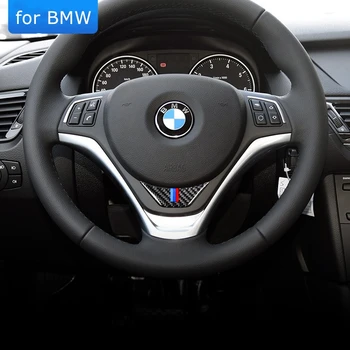  для BMW E84 X1 Автомобильная наклейка на рулевое колесо M полоса Наклейки на эмблему Настоящая отделка из углеродного волокна Стайлинг автомобиля M Спортивные аксессуары