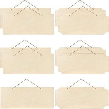 10 штук незаконченный висячий деревянный знак прямоугольник пустые деревянные баннеры с веревками для пирографии живопись письмо