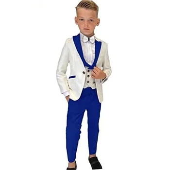 жаккардовый комплект из 3 предметов костюм для мальчиков приталенный однобортный смокинг для свадебной вечеринки выпускной моды детская одежда для мальчиков элегантный