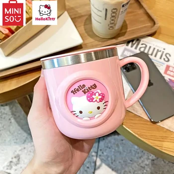 Новая кофейная чашка Miniso Sanrio Hellokitty 316 из нержавеющей стали 260 мл со шкалой симпатичная мультяшная офисная кружка малой емкости