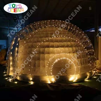 Светодиодная надувная пузырьковая палатка для кемпинга на заднем дворе отеля с использованием
