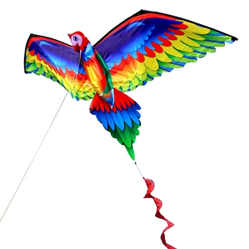 Радужный Спорт Пляжный Воздушный Змей Ручка Ветровой Воздушный Змей Реалистичный Большой 3D Попугай Воздушный Змей Летающая Игра Семья Для Начинающих Детей