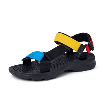 Новые Мужчины лямки Сандалии Нескользящие летние шлепанцы Пляжные тапочки на открытом воздухе Повседневная обувь Дешевая мужская обувь Водная обувь