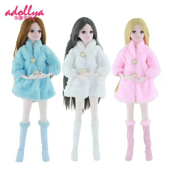 Adollya BJD Одежда для куклы Шерстяное шерстяное пальто Кожаные сапоги Обувь для куклы Аксессуары Обувь БЖД Пальто подходит для 1/3 куклы