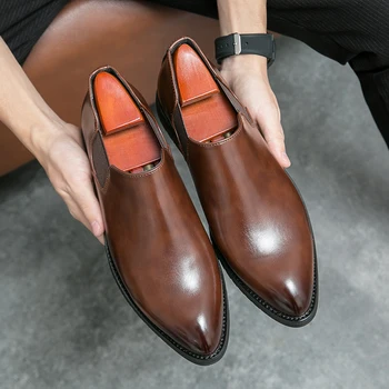 лоферы Новая повседневная обувь Обувь из искусственной кожи Дышащее противоскользящее деловое платье Мужская обувь Удобный размер 38-46