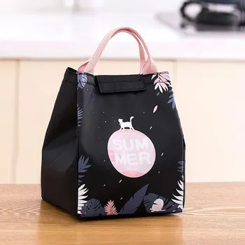 Изолированная сумка для ланч-бокса Портативная сумка из утолщенной алюминиевой фольги Bento Box Bag Ткань Оксфорд Материал Японский стиль