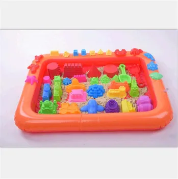 Пластиковый мобильный стол для детей Многофункциональные игрушки Аксессуары Надувной лоток для песка Дети Крытая игра Песок Глина Цвет Грязь