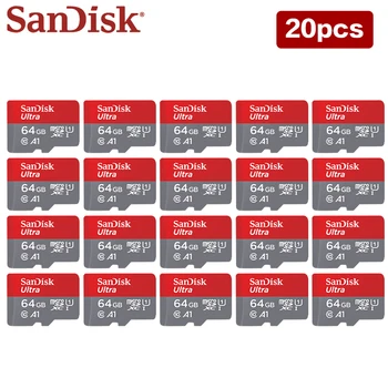 20 шт./лот 100% оригинальная карта памяти SanDisk 32 ГБ 64 ГБ Скорость чтения до 120 МБ/с Карта TF класса 10 U1 UHS-I A1 Micro SD