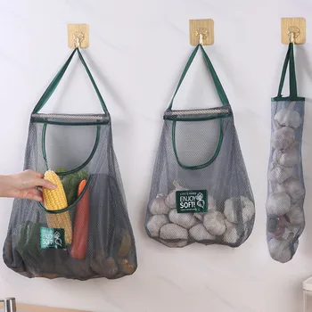 Кухонные подвесные сетчатые сумки Многоразовая домашняя сетчатая сумка для хранения фруктов и овощей для имбиря, чеснока, картофеля, лука, полой сетчатой сумки