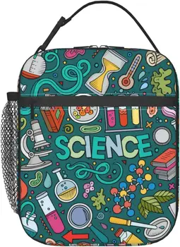 многоразовая сумка для ланча для женщин, термоизолированный научный ланч-бокс с карманом