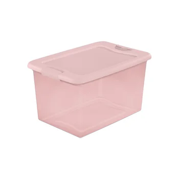 64 кварт. Пластиковая коробка с защелкой, розовый оттенок, набор из 6 контейнеров для хранения Корзина для хранения Ящики для хранения и контейнеры