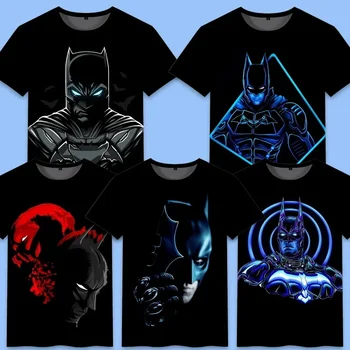 Marvel Batman Фильм, окружающий мужскую футболку с короткими рукавами, мальчик, детскую одежду, подростков, летних студентов