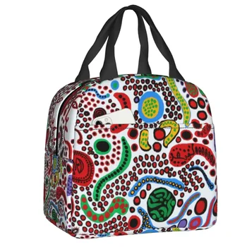Yayoi Kusama Абстрактное искусство Изолированная сумка для ланча для женщин Многоразовый термокулер Ланч-бокс Дети Школьная работа Еда Пикник Большие сумки