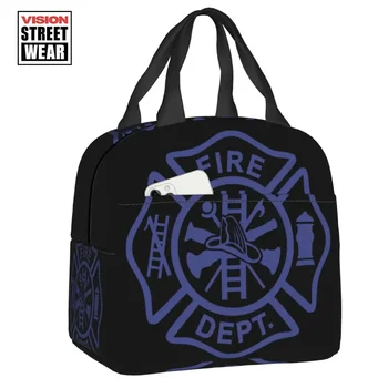 2023 Новая синяя пожарная служба Термоизолированная сумка для обеда Спасательный пожарный Многоразовая сумка для обеда Офис На открытом воздухе Коробка для еды