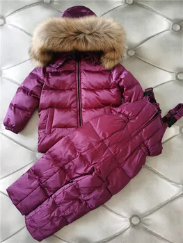 2022 Зимняя куртка детская утолщенная парка белый пуховик утка Куртка + брюки красный пуховик Девочка и мальчик Снежный комбинезон