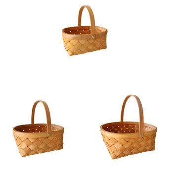 деревянная маленькая корзина корзина для чипсов плетеная корзина для хранения с ручкой корзина для конфет для пикника сервировочный поднос для закусок хлеб фрукты маленькая корзина