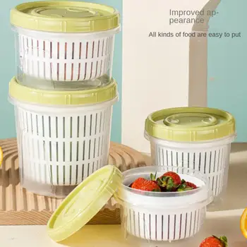 Ящики для фруктов Современная минималистичная кухня Организуйте хранение свежих продуктов Холодильник Кладовая Холодильник Органайзер Пластиковая сливная корзина