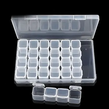 17,5x11x2 см прямоугольник 28 слотов ювелирные изделия пластиковая коробка для хранения бусин со стразами серьги для таблеток коробка для хранения контейнер
