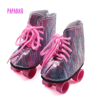 Белые спортивные ботинки для роликовых коньков для 18-дюймовых кукольных туфель для катания на роликовых коньках для любых 18-дюймовых кукольных ботинок мини-обувь