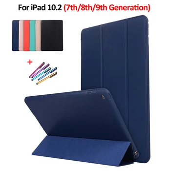 Smart Folio Tablet Funda для iPad 10.2 Чехол Кожаный силиконовый защитный чехол для Coque iPad 9 8 7 8th 9-го поколения